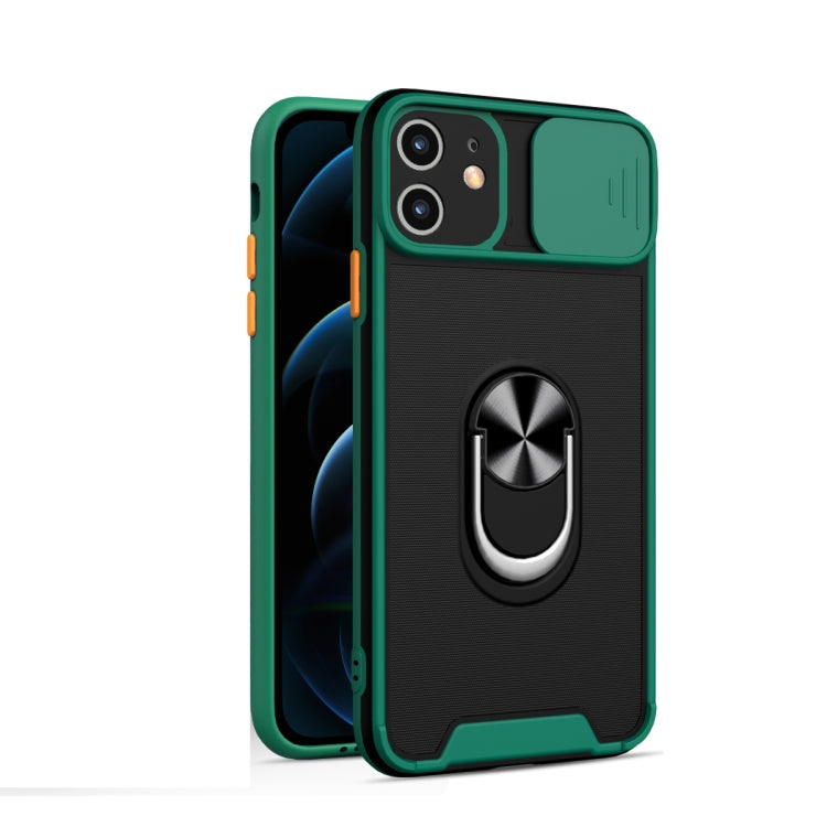 For iPhone 11 Sliding Camera Cover Design TPU + PC Magnetic Shockproof Case with Ring Holder