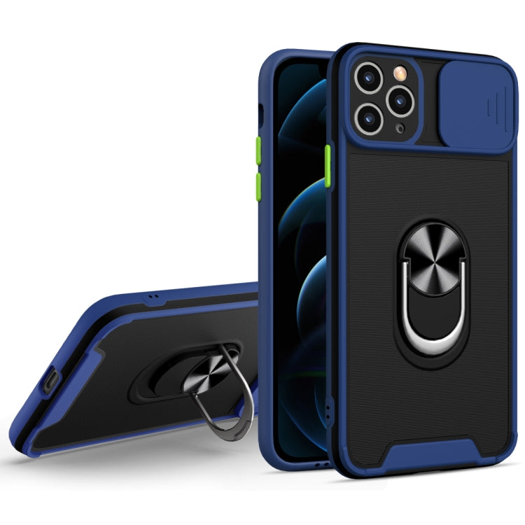 For iPhone 11 Pro Max Sliding Camera Cover Design TPU + PC Magnetic Shockproof Case with Ring Holder