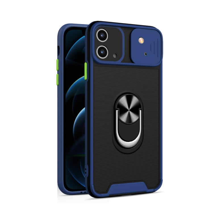 For iPhone 11 Pro Max Sliding Camera Cover Design TPU + PC Magnetic Shockproof Case with Ring Holder