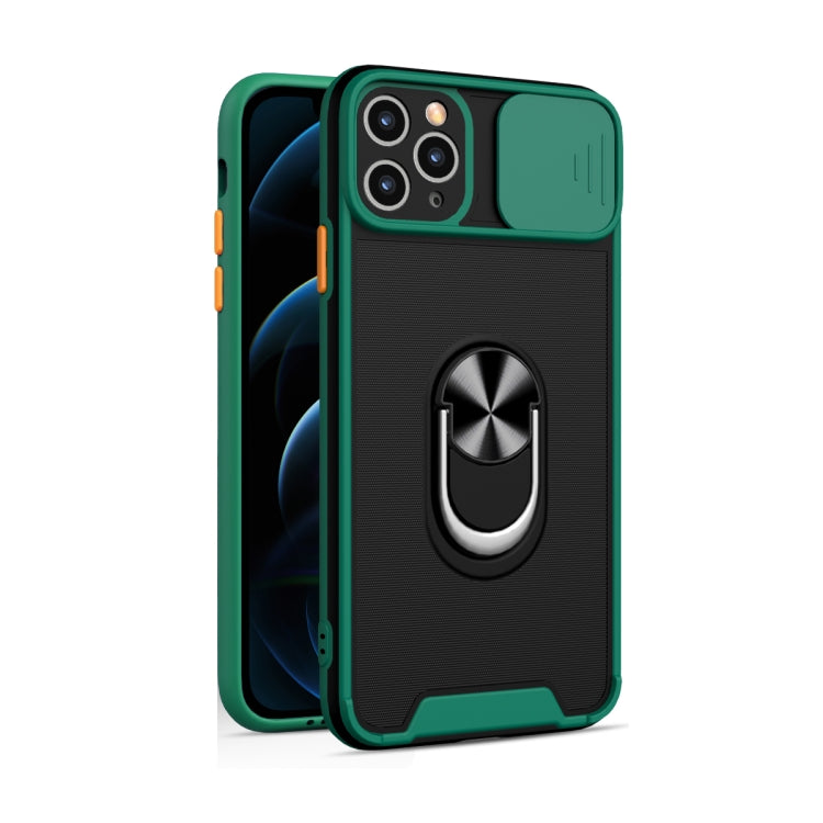 For iPhone 11 Pro Max Sliding Camera Cover Design TPU + PC Magnetic Shockproof Case with Ring Holder