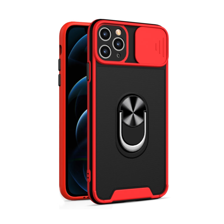 For iPhone 11 Pro Max Sliding Camera Cover Design TPU + PC Magnetic Shockproof Case with Ring Holder