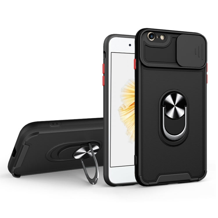 For iPhone SE 2022 / SE 2020 / 7 / 8 Sliding Camera Cover Design TPU + PC Magnetic Shockproof Case with Ring Holder