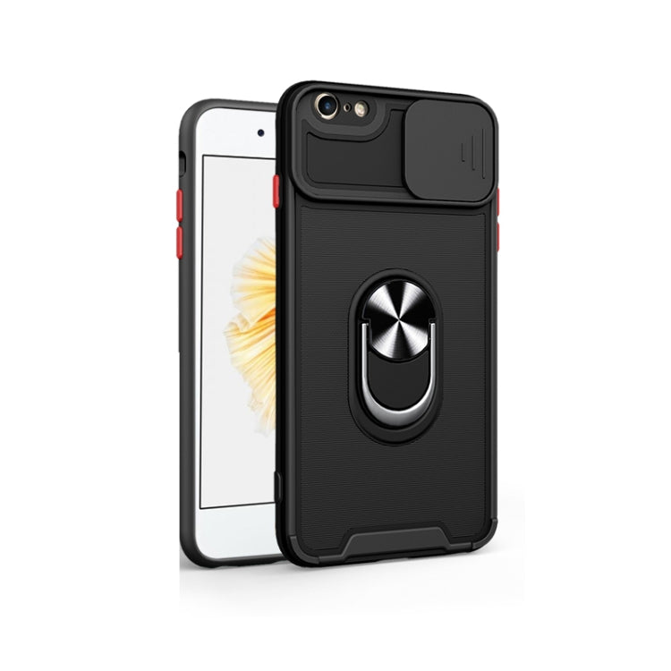 For iPhone SE 2022 / SE 2020 / 7 / 8 Sliding Camera Cover Design TPU + PC Magnetic Shockproof Case with Ring Holder