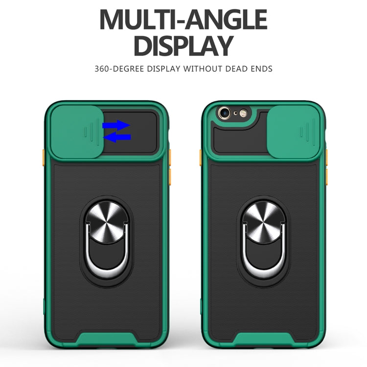 For iPhone SE 2022 / SE 2020 / 7 / 8 Sliding Camera Cover Design TPU + PC Magnetic Shockproof Case with Ring Holder