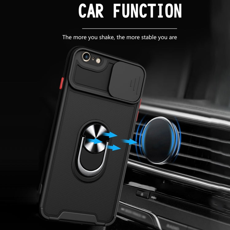 For iPhone SE 2022 / SE 2020 / 7 / 8 Sliding Camera Cover Design TPU + PC Magnetic Shockproof Case with Ring Holder