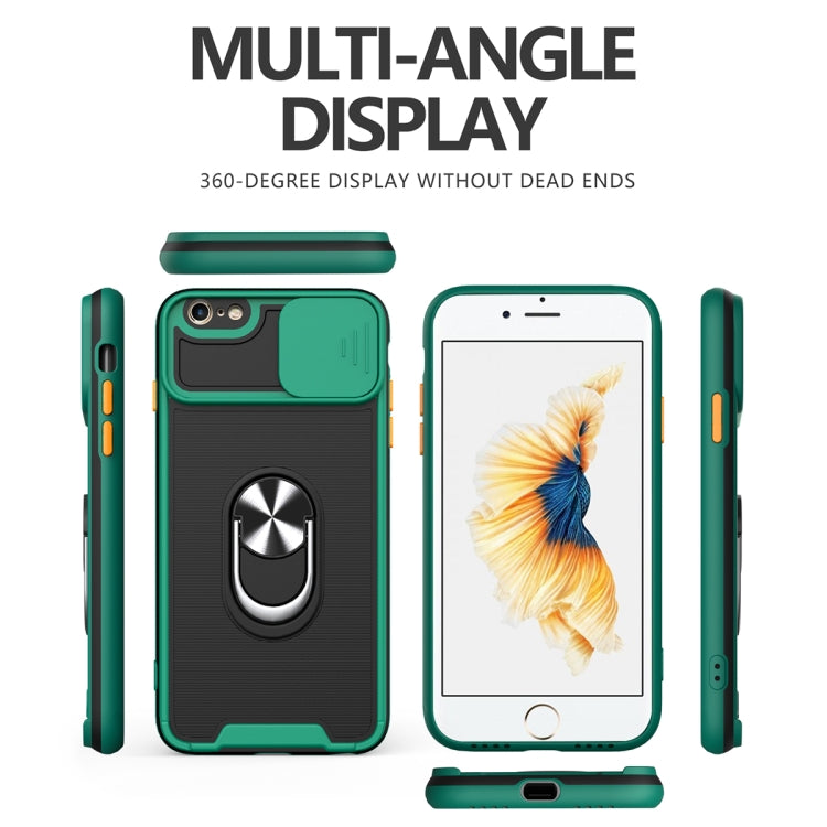 For iPhone SE 2022 / SE 2020 / 7 / 8 Sliding Camera Cover Design TPU + PC Magnetic Shockproof Case with Ring Holder