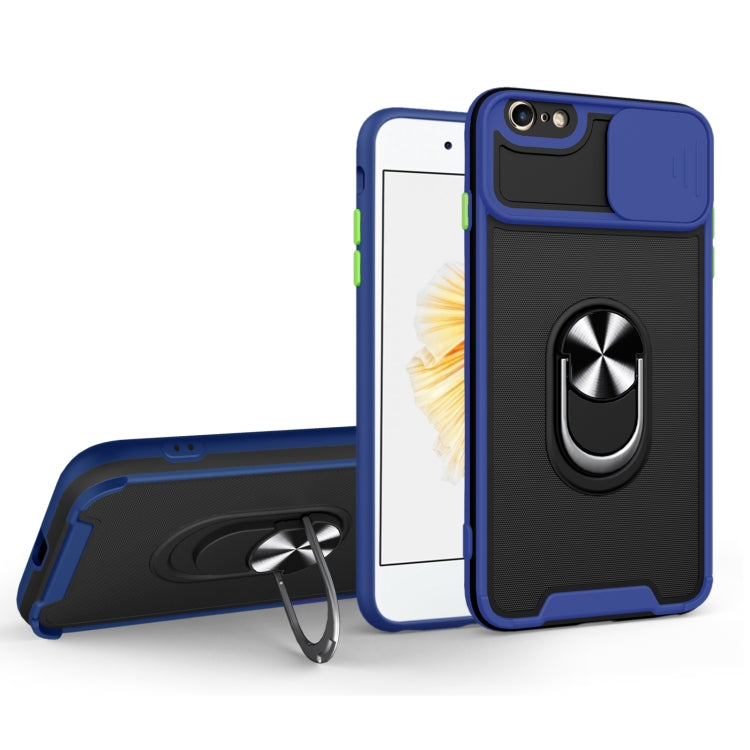 For iPhone SE 2022 / SE 2020 / 7 / 8 Sliding Camera Cover Design TPU + PC Magnetic Shockproof Case with Ring Holder
