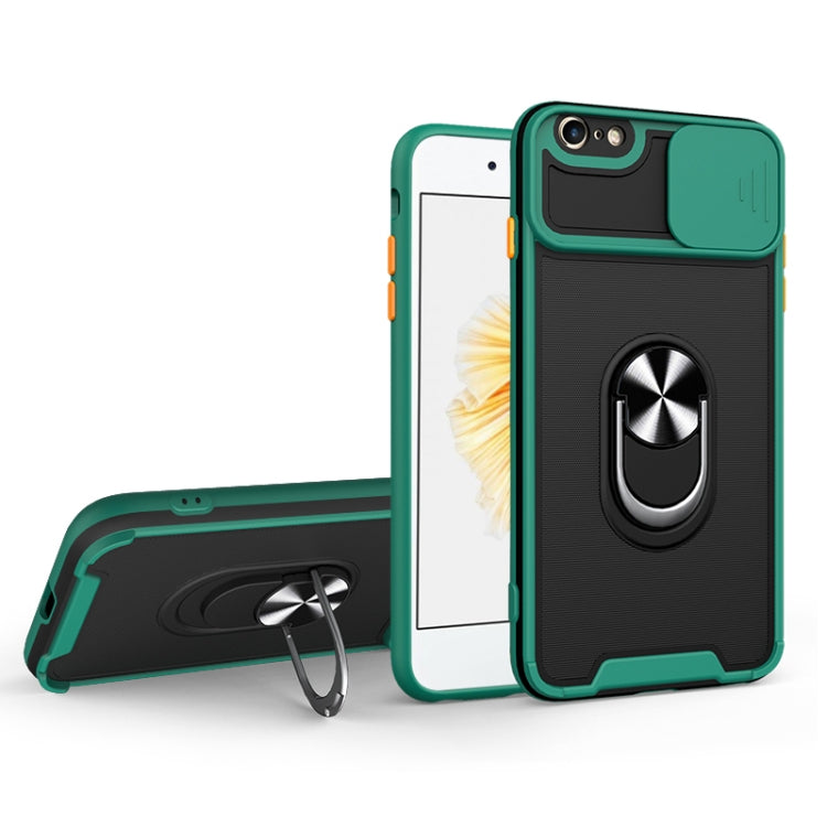 For iPhone SE 2022 / SE 2020 / 7 / 8 Sliding Camera Cover Design TPU + PC Magnetic Shockproof Case with Ring Holder