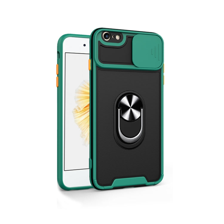 For iPhone SE 2022 / SE 2020 / 7 / 8 Sliding Camera Cover Design TPU + PC Magnetic Shockproof Case with Ring Holder