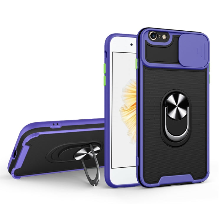 For iPhone SE 2022 / SE 2020 / 7 / 8 Sliding Camera Cover Design TPU + PC Magnetic Shockproof Case with Ring Holder