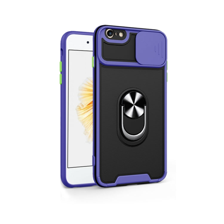 For iPhone SE 2022 / SE 2020 / 7 / 8 Sliding Camera Cover Design TPU + PC Magnetic Shockproof Case with Ring Holder