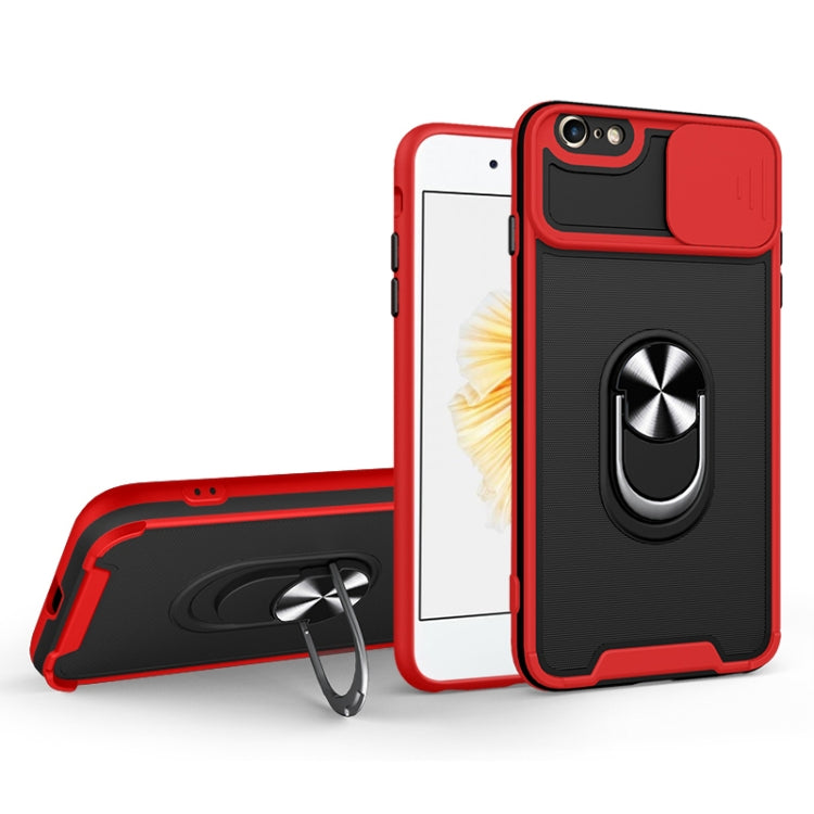 For iPhone SE 2022 / SE 2020 / 7 / 8 Sliding Camera Cover Design TPU + PC Magnetic Shockproof Case with Ring Holder