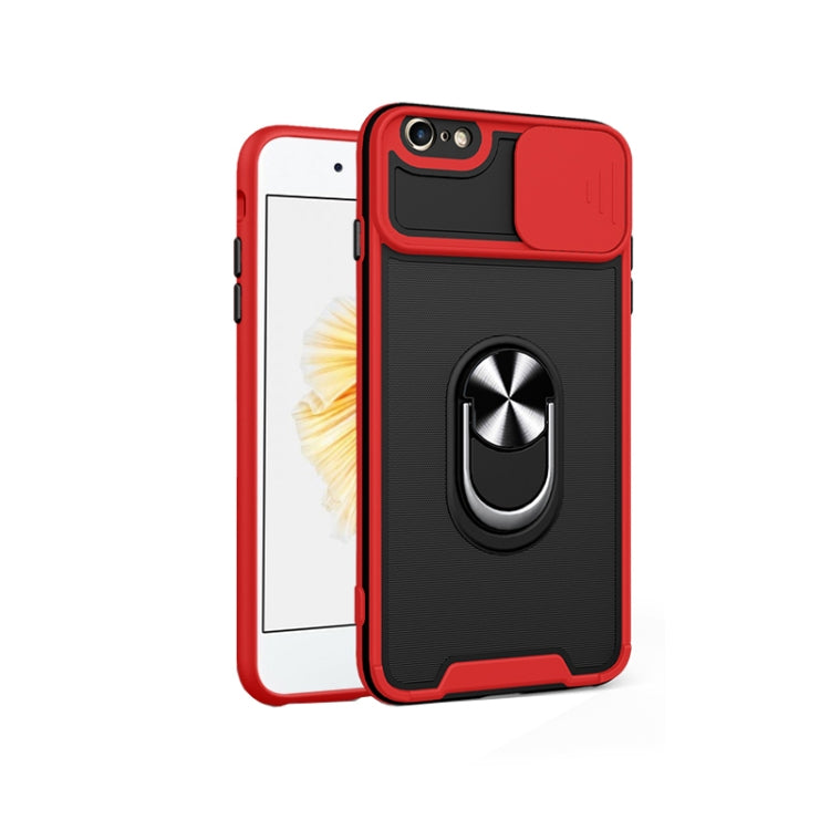 For iPhone SE 2022 / SE 2020 / 7 / 8 Sliding Camera Cover Design TPU + PC Magnetic Shockproof Case with Ring Holder