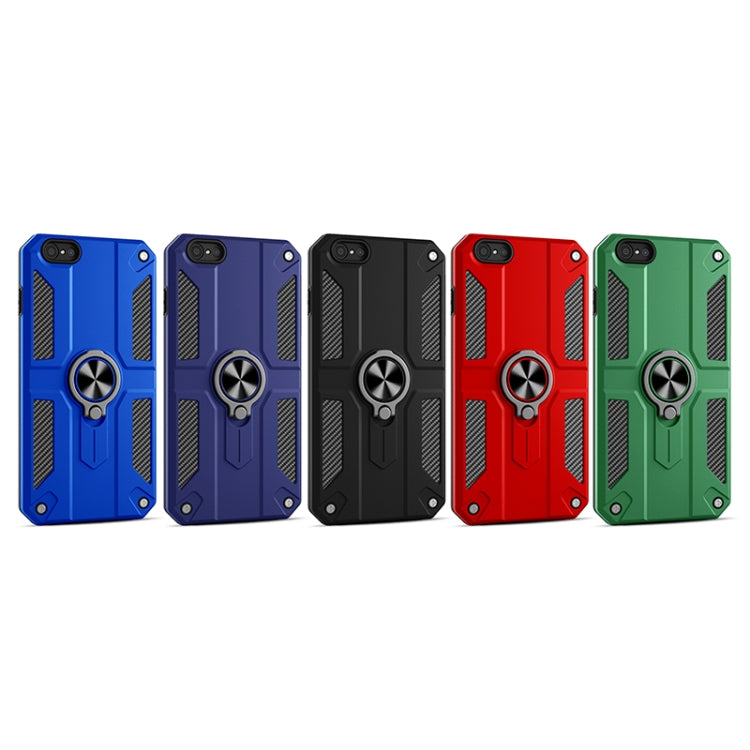 For iPhone 8 / 7 Carbon Fiber Pattern PC + TPU Protective Case with Ring Holder