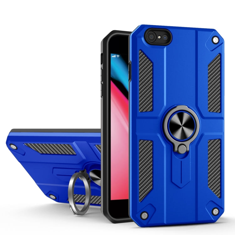 For iPhone 8 / 7 Carbon Fiber Pattern PC + TPU Protective Case with Ring Holder