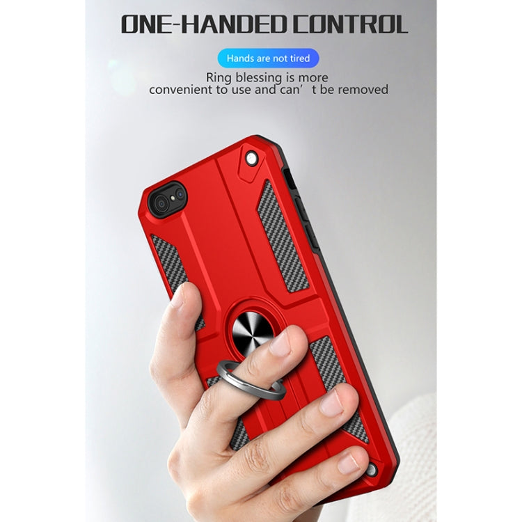 For iPhone 8 / 7 Carbon Fiber Pattern PC + TPU Protective Case with Ring Holder