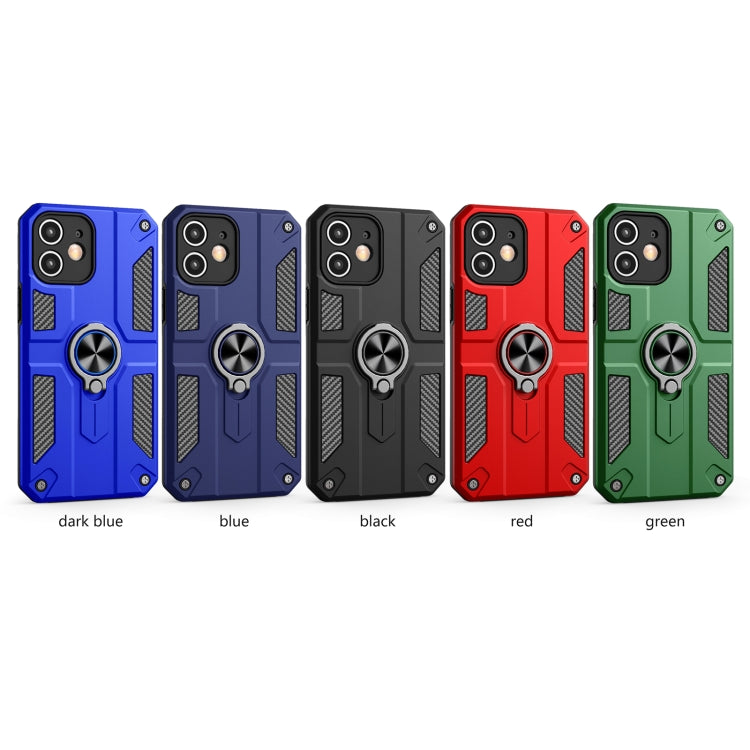 For iPhone 11 Carbon Fiber Pattern PC + TPU Protective Case with Ring Holder