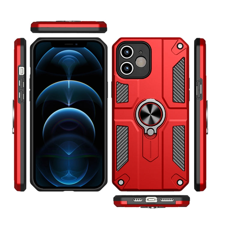 For iPhone 11 Carbon Fiber Pattern PC + TPU Protective Case with Ring Holder