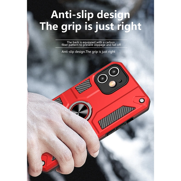 For iPhone 11 Carbon Fiber Pattern PC + TPU Protective Case with Ring Holder