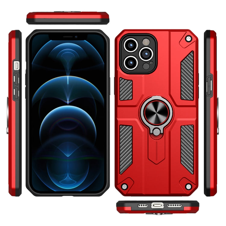 For iPhone 11 Pro Carbon Fiber Pattern PC + TPU Protective Case with Ring Holder