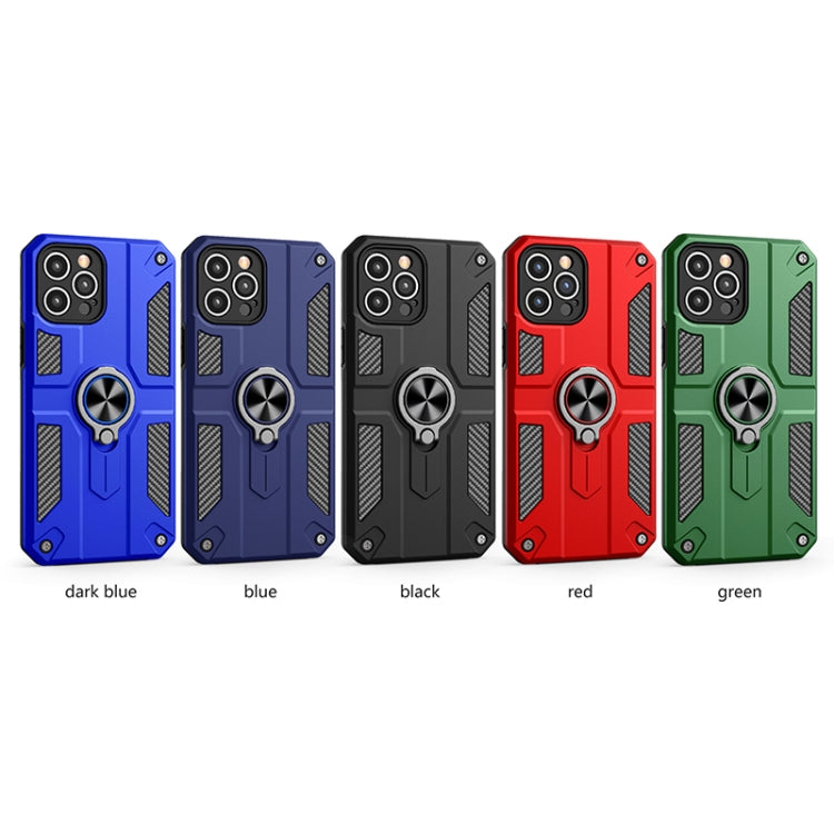 For iPhone 11 Pro Carbon Fiber Pattern PC + TPU Protective Case with Ring Holder
