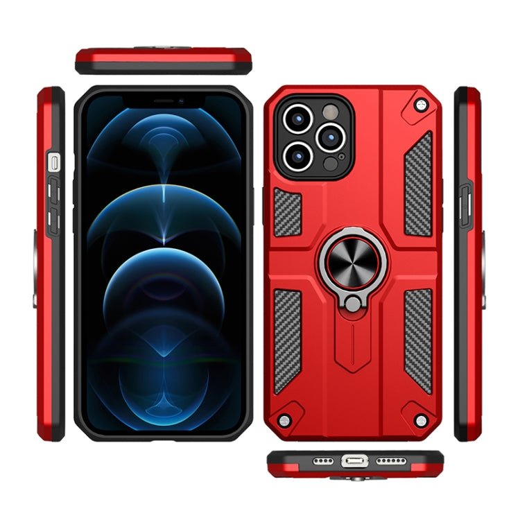 For iPhone 11 Pro Max Carbon Fiber Pattern PC + TPU Protective Case with Ring Holder