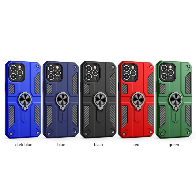 For iPhone 11 Pro Max Carbon Fiber Pattern PC + TPU Protective Case with Ring Holder