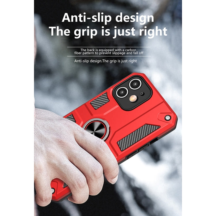 For iPhone 12 mini Carbon Fiber Pattern PC + TPU Protective Case with Ring Holder