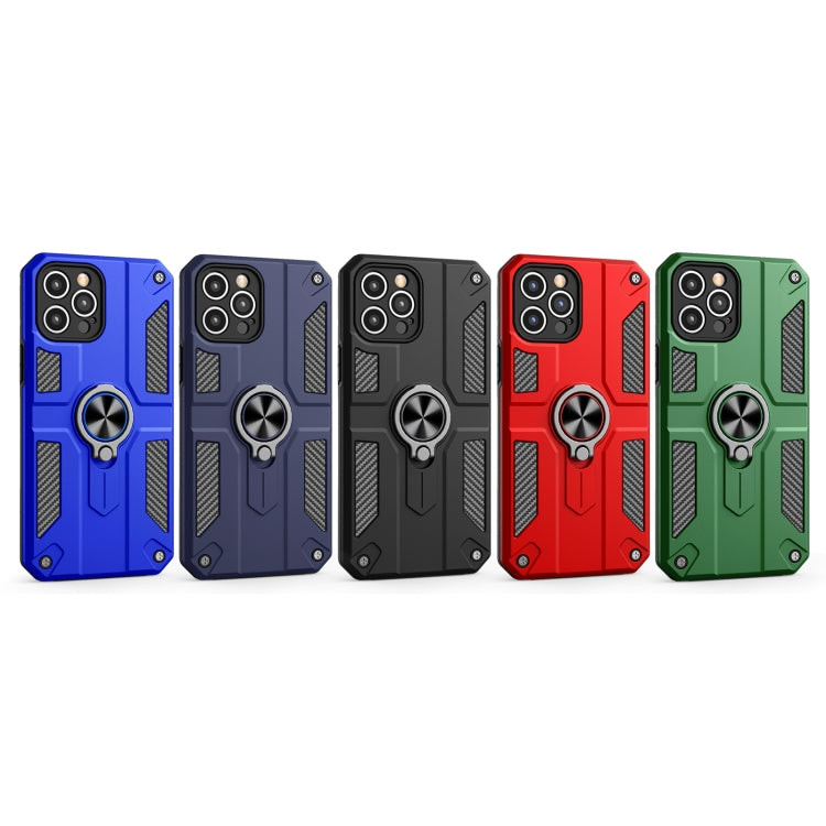 For iPhone 12 Pro Carbon Fiber Pattern PC + TPU Protective Case with Ring Holder