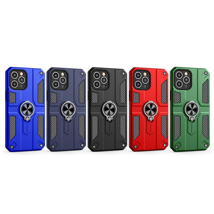 For iPhone 12 Pro Max Carbon Fiber Pattern PC + TPU Protective Case with Ring Holder