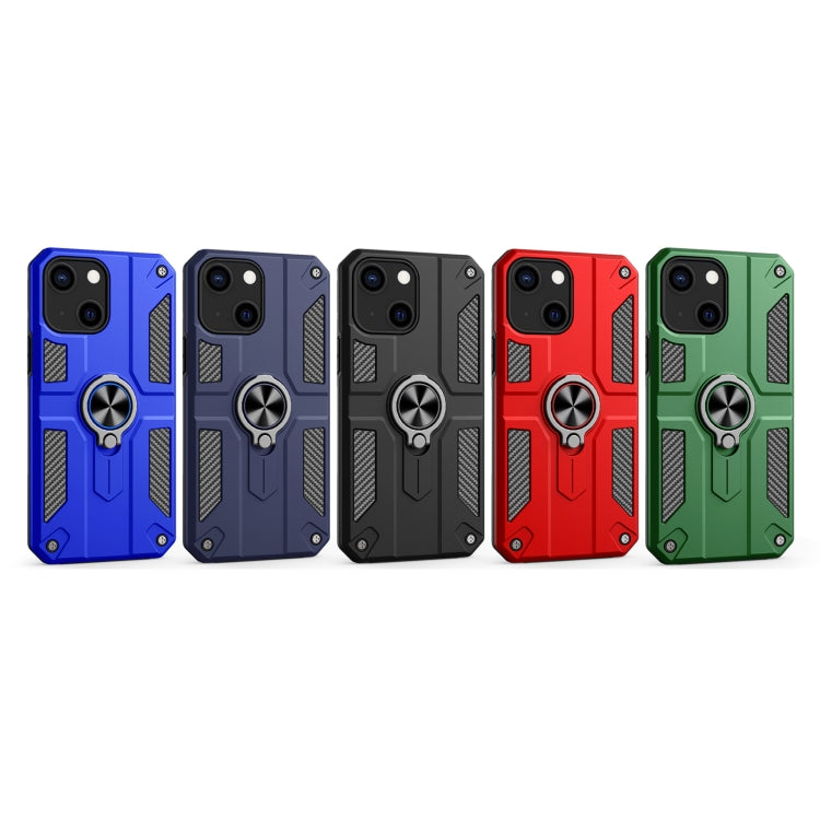 For iPhone 13 mini Carbon Fiber Pattern PC + TPU Protective Case with Ring Holder