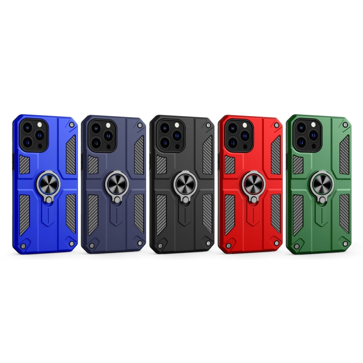 For iPhone 13 Pro Carbon Fiber Pattern PC + TPU Protective Case with Ring Holder