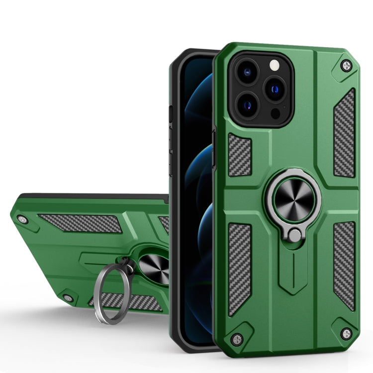 For iPhone 13 Pro Max Carbon Fiber Pattern PC + TPU Protective Case with Ring Holder
