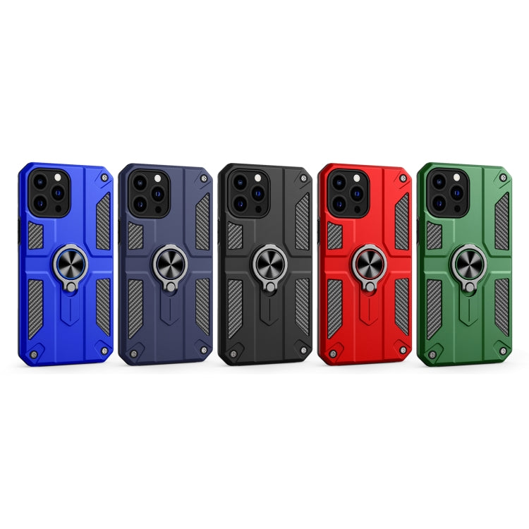 For iPhone 13 Pro Max Carbon Fiber Pattern PC + TPU Protective Case with Ring Holder
