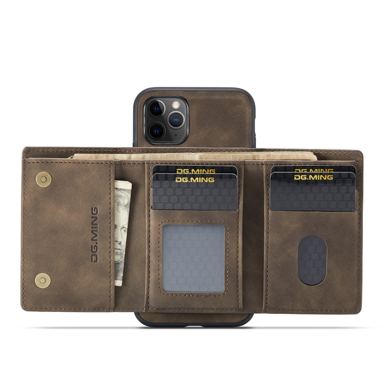 DG.MING M1 Series 3-Fold Multi Card Wallet  Back Cover Shockproof Case with Holder Function For iPhone 11 Pro