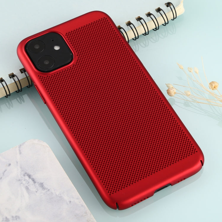 For iPhone 11 Mesh Solid Color Plastic Protective Case