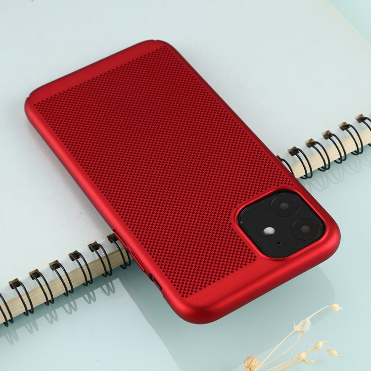 For iPhone 11 Mesh Solid Color Plastic Protective Case