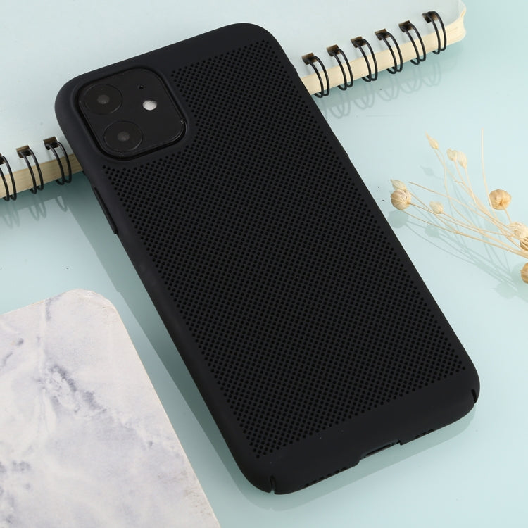 For iPhone 11 Mesh Solid Color Plastic Protective Case
