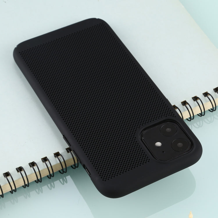 For iPhone 11 Mesh Solid Color Plastic Protective Case