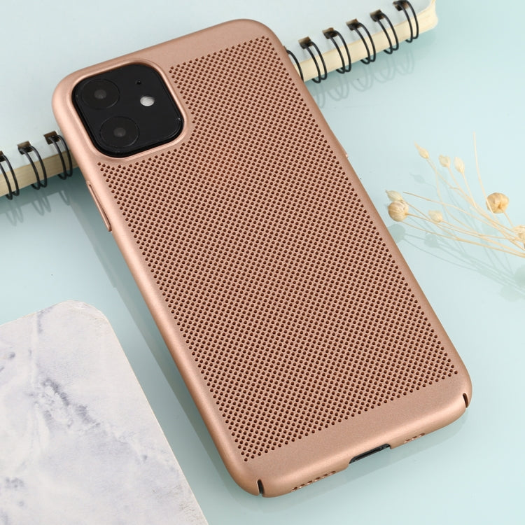 For iPhone 11 Mesh Solid Color Plastic Protective Case
