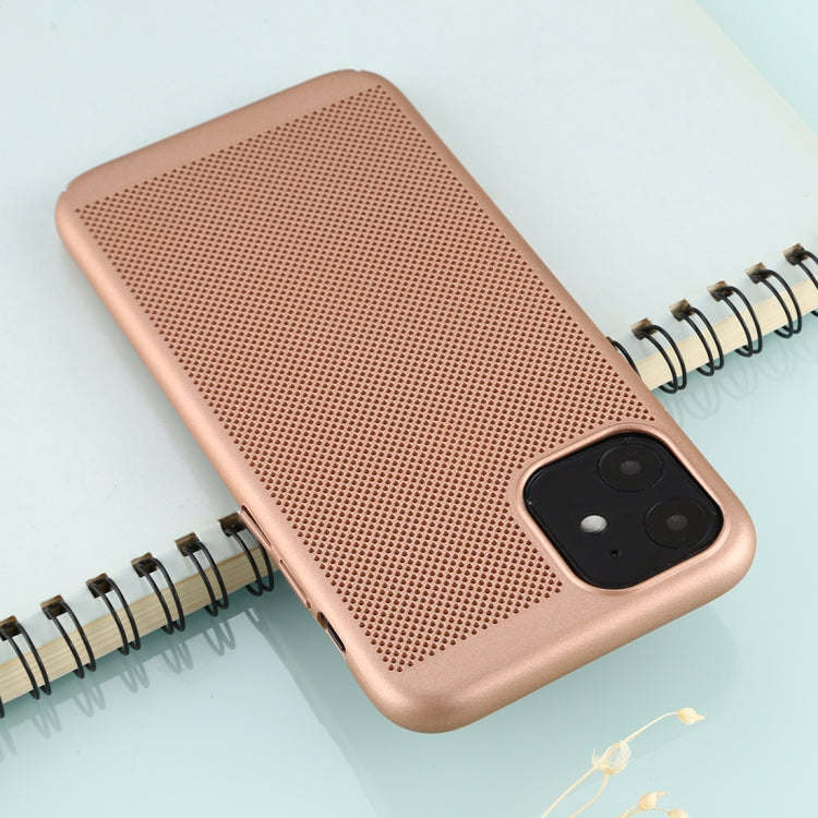 For iPhone 11 Mesh Solid Color Plastic Protective Case
