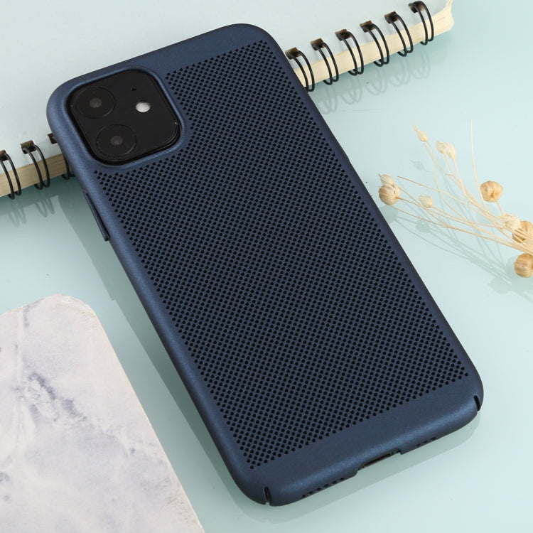 For iPhone 11 Mesh Solid Color Plastic Protective Case