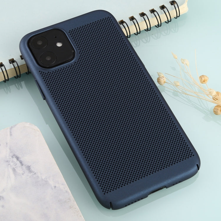 For iPhone 11 Mesh Solid Color Plastic Protective Case