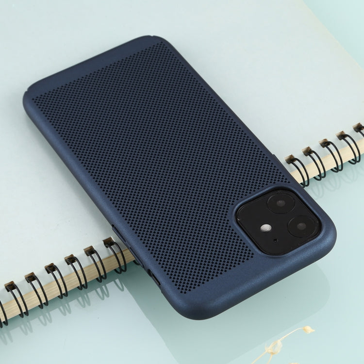 For iPhone 11 Mesh Solid Color Plastic Protective Case