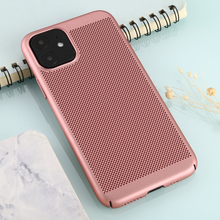 For iPhone 11 Mesh Solid Color Plastic Protective Case