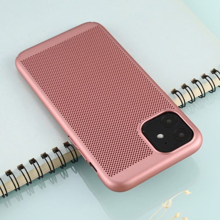 For iPhone 11 Mesh Solid Color Plastic Protective Case