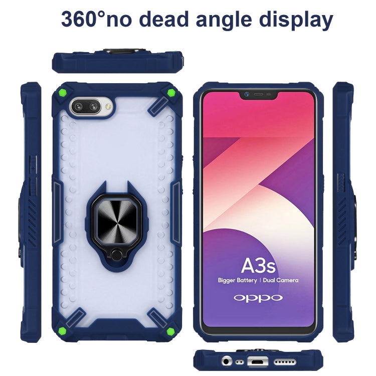 Matte TPU + PC Magnetic Shockproof Case with Ring Holder For OPPO A3s