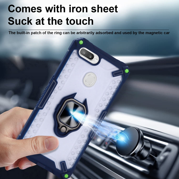 Matte TPU + PC Magnetic Shockproof Case with Ring Holder For OPPO A7