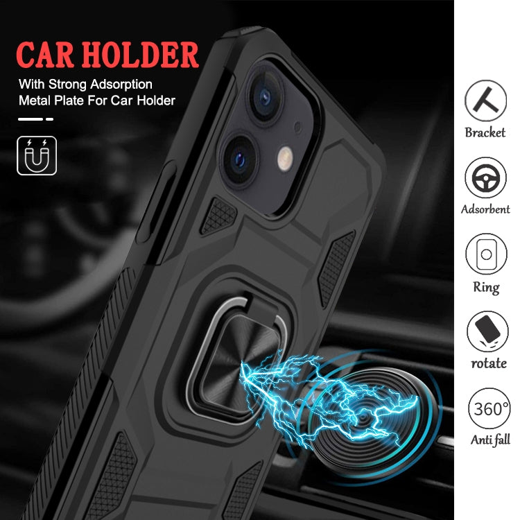 For iPhone 12 mini Knight Cool Series PC + TPU Shockproof Case with Magnetic Ring Holder