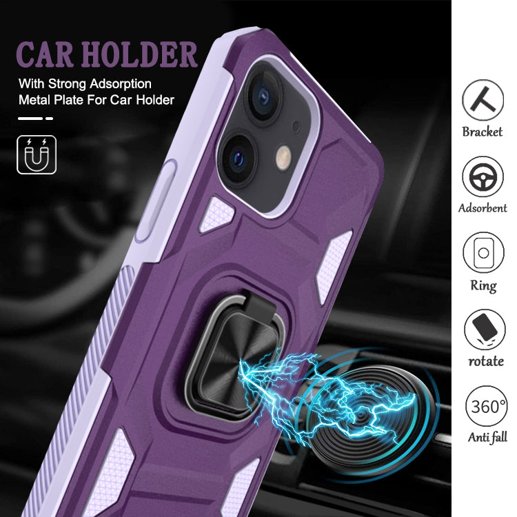 For iPhone 12 mini Knight Cool Series PC + TPU Shockproof Case with Magnetic Ring Holder